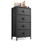 Black Four-Drawer Dresser for Bedroom, Wood Top and Steel Frame Chest of Drawers, Storage Drawers for Closet, Living Room, Hall, and Entryway